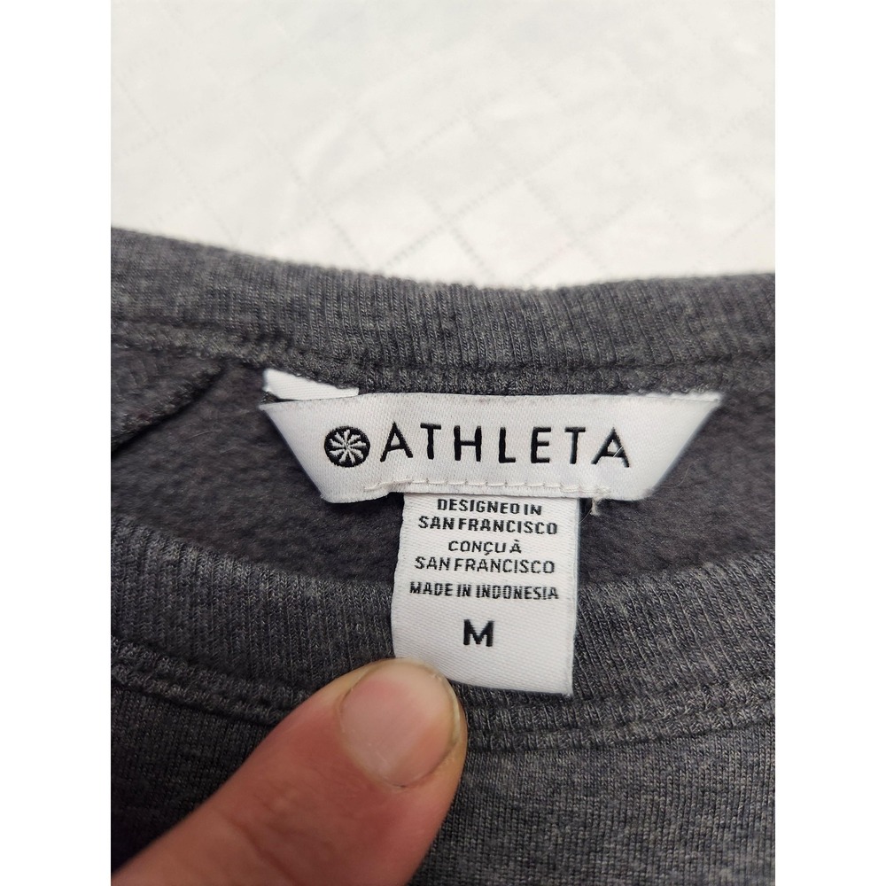Athleta Sweatshirt Tunic Womens M Gray Raglan Long Sleeve Thumbholes Fleece - Picture 2 of 14